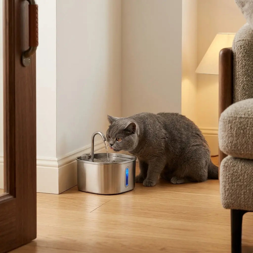 Fontaine Chat Inox 304 2,2L — Vue générale | Féline Smart