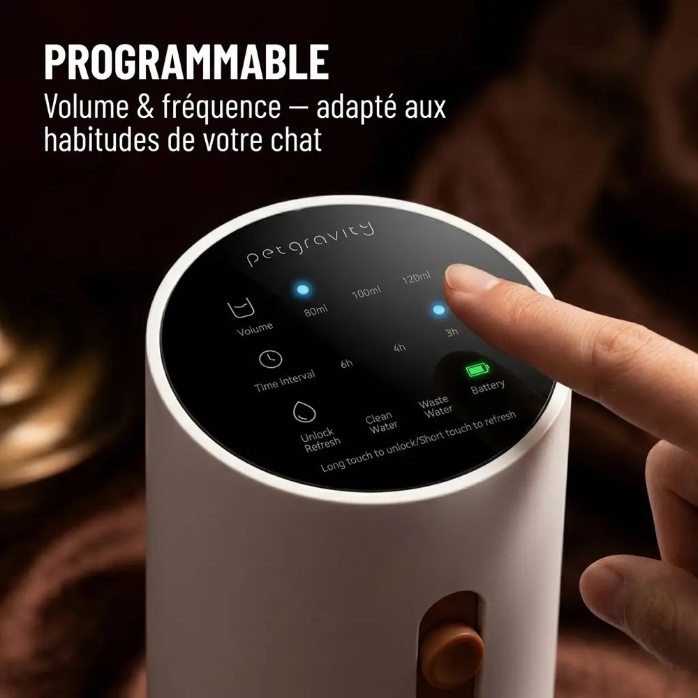 Fontaine Chat Sans Fil 3L — Réservoirs eau propre et usée séparés | Féline Smart