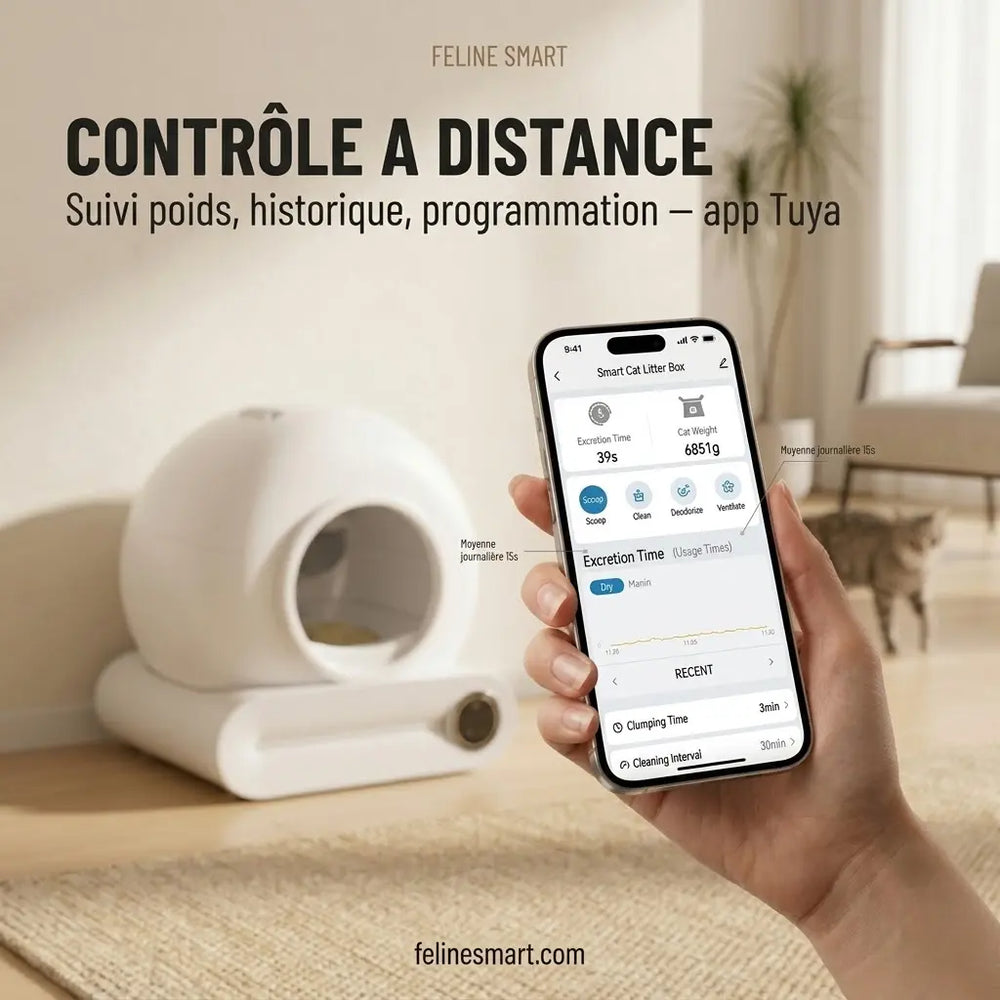Litière Automatique WiFi — Bac hermétique 9L | Féline Smart