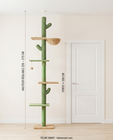 Dimensions arbre à chat cactus 5 niveaux : hauteur réglable 229 à 275 cm, comparé à une porte de 200 cm