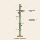 Panier perché Ø 30 cm et poteau Ø 9 cm en sisal naturel de l'arbre à chat cactus 5 niveaux