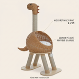 Nid en rotin respirant Ø 47 cm et coussin peluche amovible lavable de l'arbre à chat dinosaure