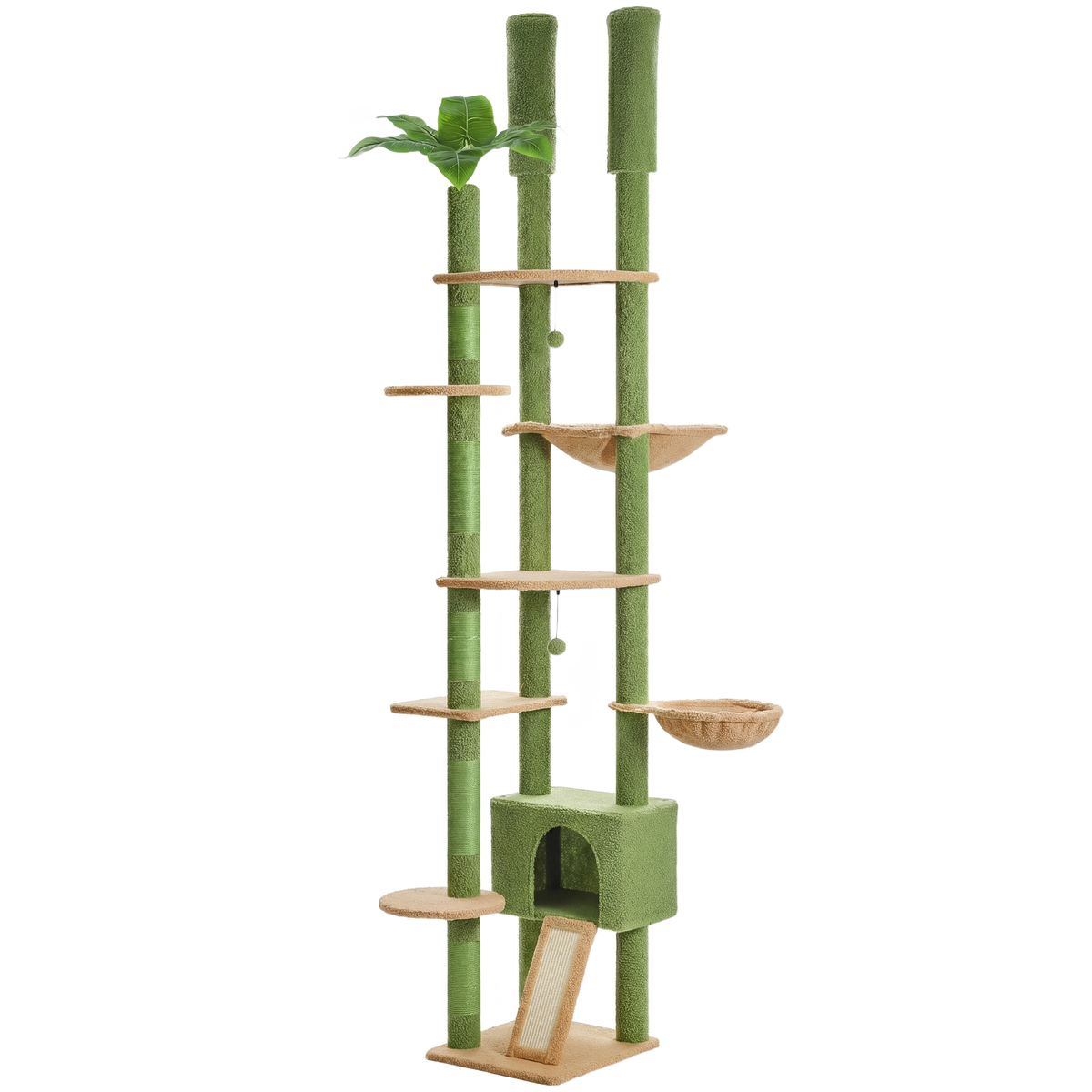 Arbre à chat XL sol-plafond coloris vert sur fond blanc