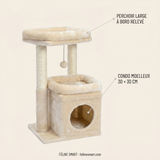 Condo moelleux 30 × 30 cm et perchoir large à bord relevé de l'arbre à chat petit modèle