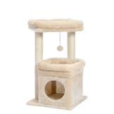 Beige — Arbre à Chat Petit Modèle — Condo Spacieux, Perchoirs Larges & Griffoirs Sisal Naturel