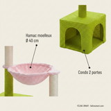 Détails : hamac moelleux Ø 40 cm et condo 2 portes de l'arbre à chat fleur 93 cm