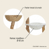 Détails : panier tressé à la main et hamac moelleux Ø 40 cm de l'arbre à chat fleur 150 cm
