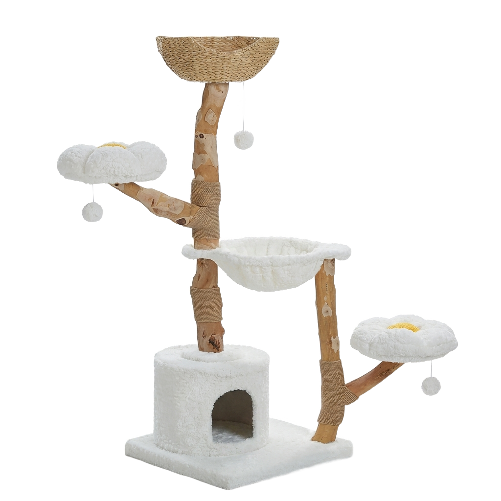 Arbre à chat fleur 150 cm — blanc nuage