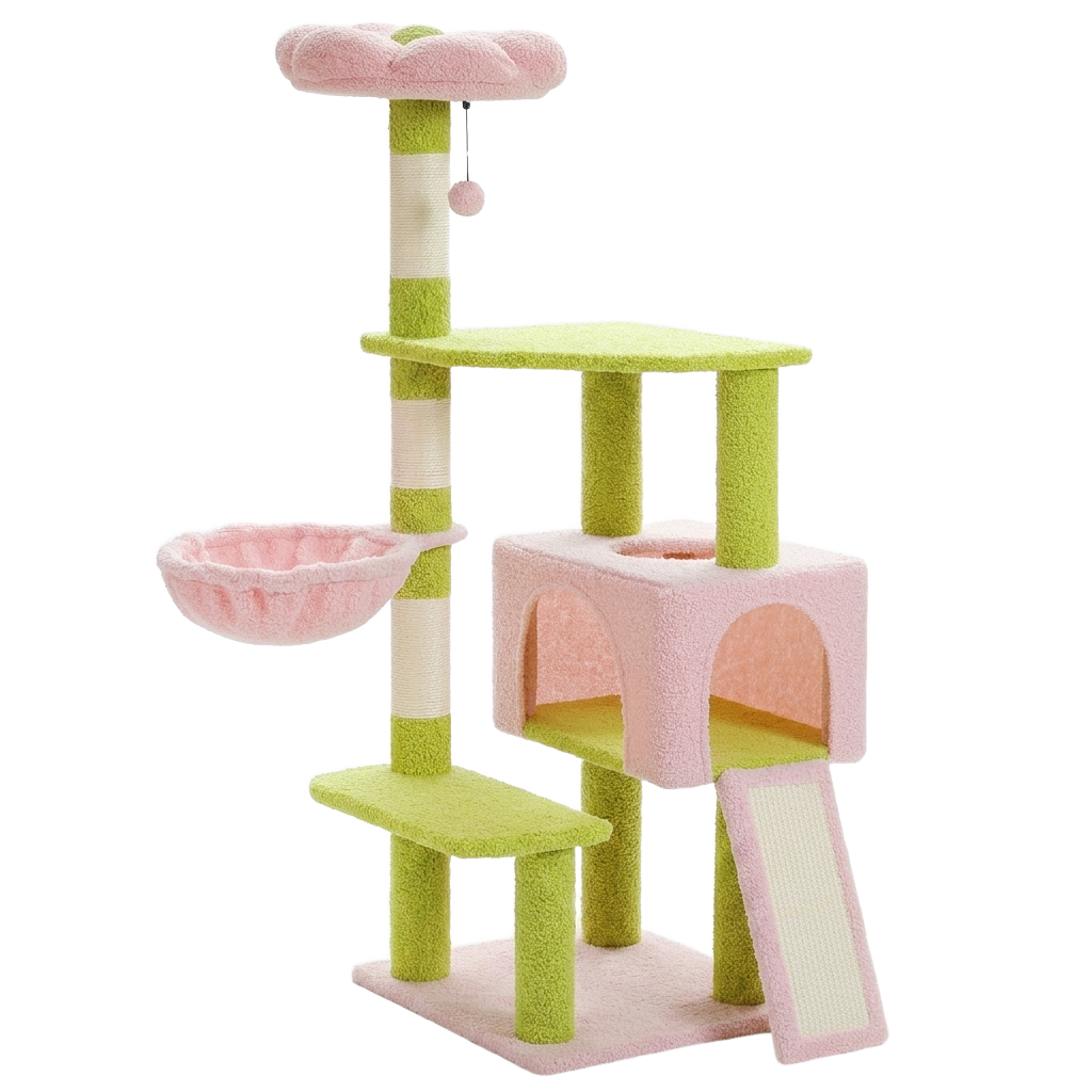 Arbre à chat fleur 120 cm — coloris vert
