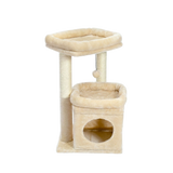 60 cm — Beige — Arbre à Chat Compact — Condo Privé, Double Perchoir XXL & Griffoirs Sisal Naturel