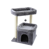 68 cm — Gris — Arbre à Chat Compact — Condo Privé, Double Perchoir XXL & Griffoirs Sisal Naturel