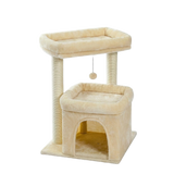 68 cm — Beige — Arbre à Chat Compact — Condo Privé, Double Perchoir XXL & Griffoirs Sisal Naturel