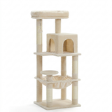 Beige — Arbre à Chat Grand Format — Hamac XXL, Condo, Perchoir Haut & Griffoirs Sisal Naturel