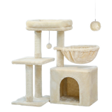 Transformable — Beige — Arbre à Chat Compact — Base Transformable, Hamac, Perchoir Amovible & Griffoirs Sisal Naturel