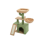 Édition cactus — Vert — Arbre à Chat Compact — Base Transformable, Hamac, Perchoir Amovible & Griffoirs Sisal Naturel