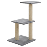 Escalier 3 niveaux — Gris — Arbre à Chat Compact — Base Transformable, Hamac, Perchoir Amovible & Griffoirs Sisal Naturel