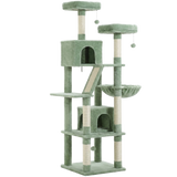 Vert — Arbre à Chat XXL ~180 cm — Multi-Niveaux, Condos, Hamac, Grottes & Griffoirs Sisal Naturel