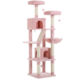 Rose — Arbre à Chat XXL ~180 cm — Multi-Niveaux, Condos, Hamac, Grottes & Griffoirs Sisal Naturel