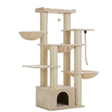 Beige — Arbre à Chat Robuste 170 cm — 7 Niveaux, Maison, 11 Griffoirs Sisal Naturel & Hamacs