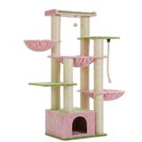 Rose — Arbre à Chat Robuste 170 cm — 7 Niveaux, Maison, 11 Griffoirs Sisal Naturel & Hamacs
