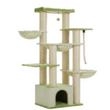 Vert — Arbre à Chat Robuste 170 cm — 7 Niveaux, Maison, 11 Griffoirs Sisal Naturel & Hamacs