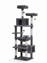 Gris foncé — Arbre à Chat Géant 184 cm — 8 Niveaux, Grand Condo, Large Hamac & Griffoirs Sisal Naturel