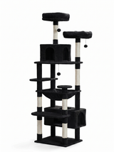 Noir — Arbre à Chat Géant 184 cm — 8 Niveaux, Grand Condo, Large Hamac & Griffoirs Sisal Naturel