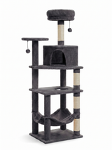 Gris foncé — Arbre à Chat Grand Modèle 140 cm — Condo, Hamac & Griffoirs Sisal Naturel
