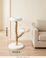 Dimensions de l'arbre marguerite : hauteur 92 cm, base Ø 48 cm, comparé à un canapé